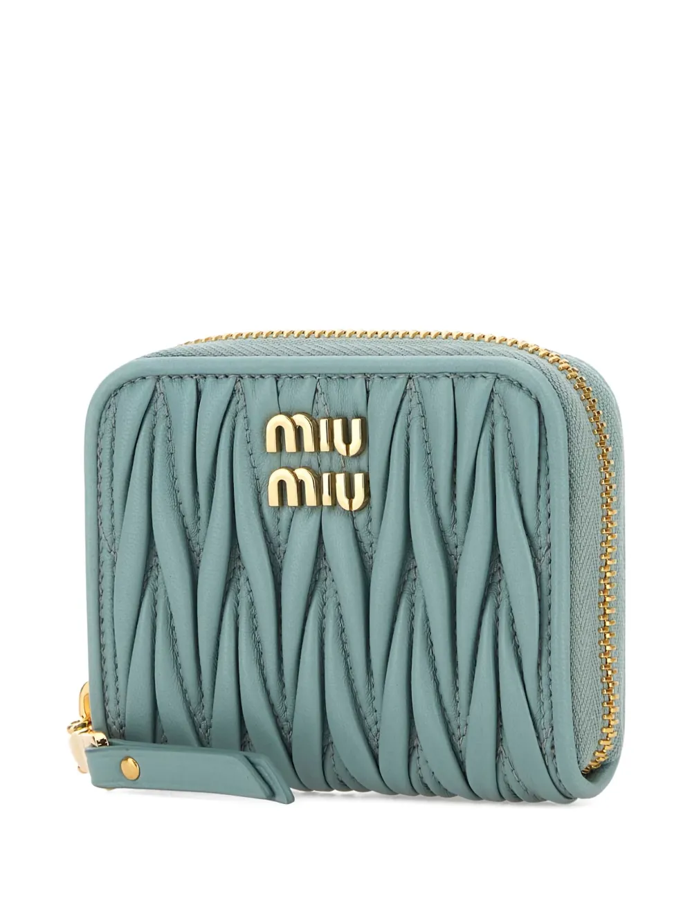 Miu Matelassé leren portemonnee Blauw