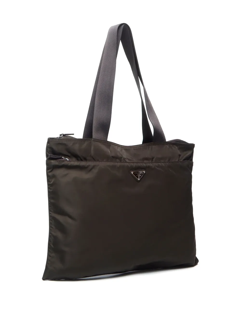 Pre-owned Prada 2000s Triangle-logo Tote Bag In Brown