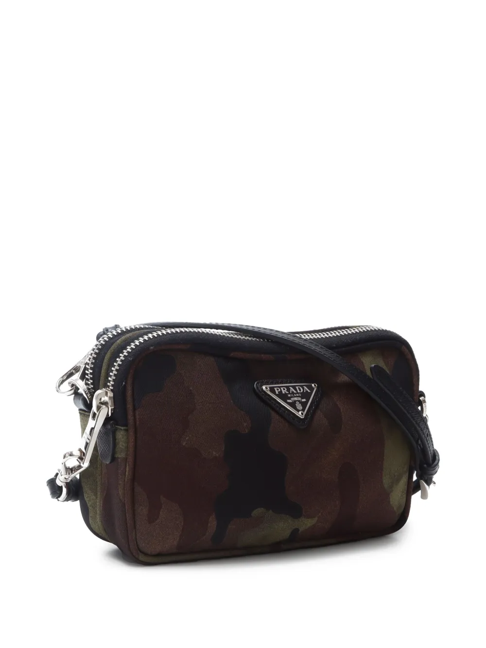 Pre-owned Prada 2000s Small Camouflage-print Shoulder Bag In Green