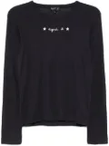 agnès b. long sleeves logo printed T-shirt - Blue