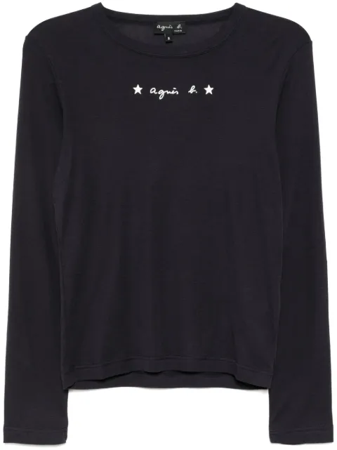 agnès b.  playera manga larga con logo estampado