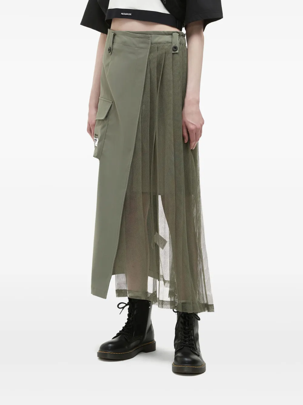 Musium Div. Asymmetrische midi-rok Groen