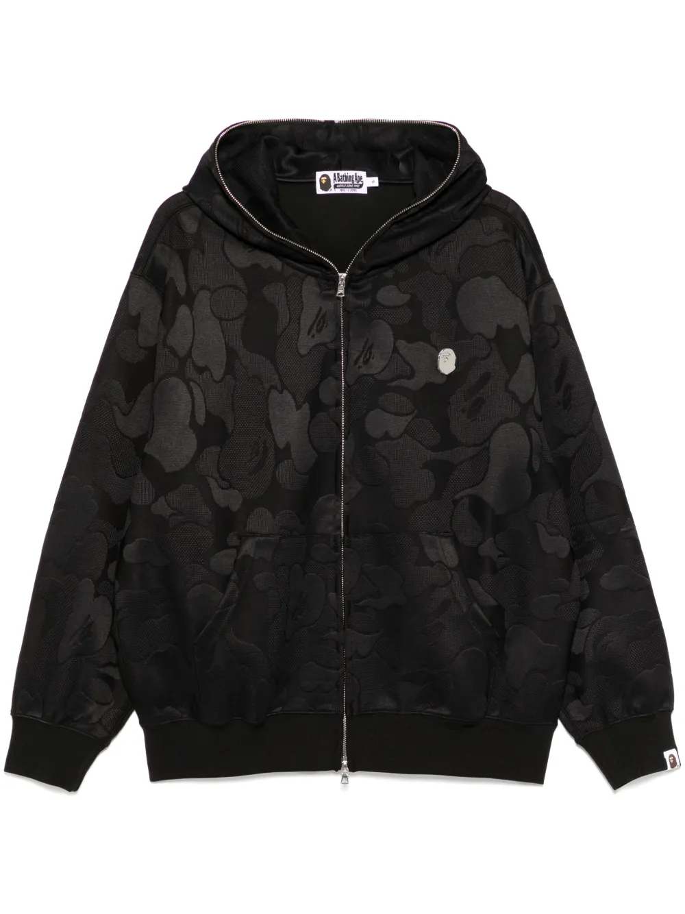 camouflage-jacquard zipped hoodie