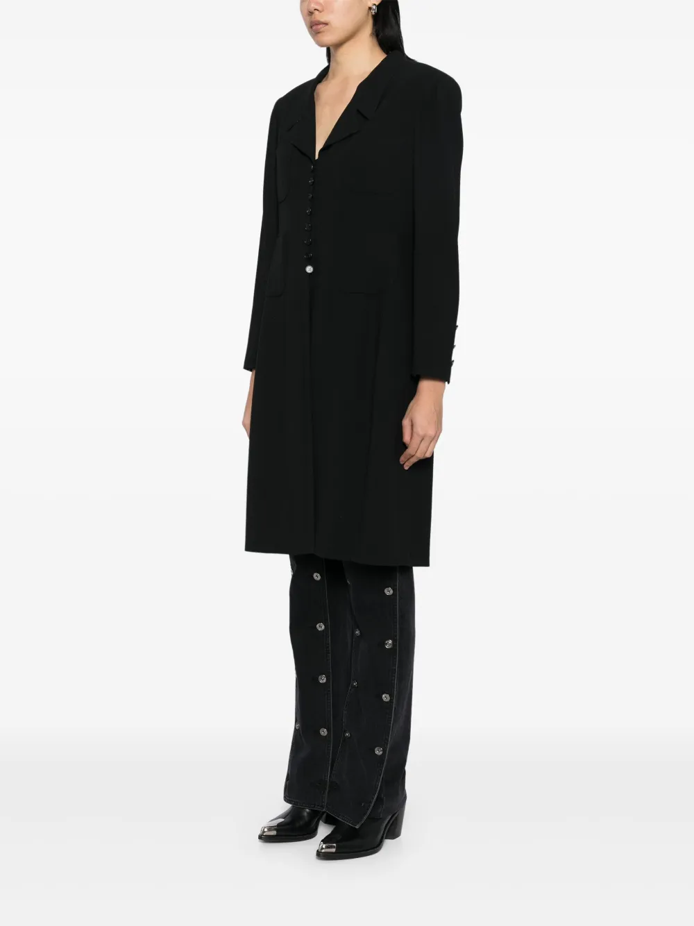 Pre-owned Chanel 1997 Single-breasted Coat In Black