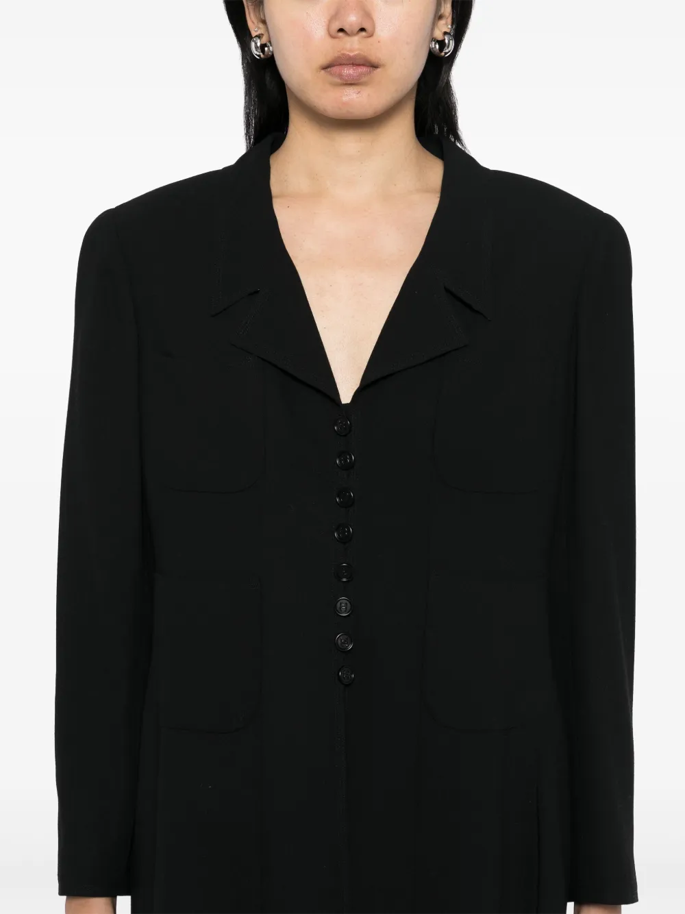 Pre-owned Chanel 1997 Single-breasted Coat In Black