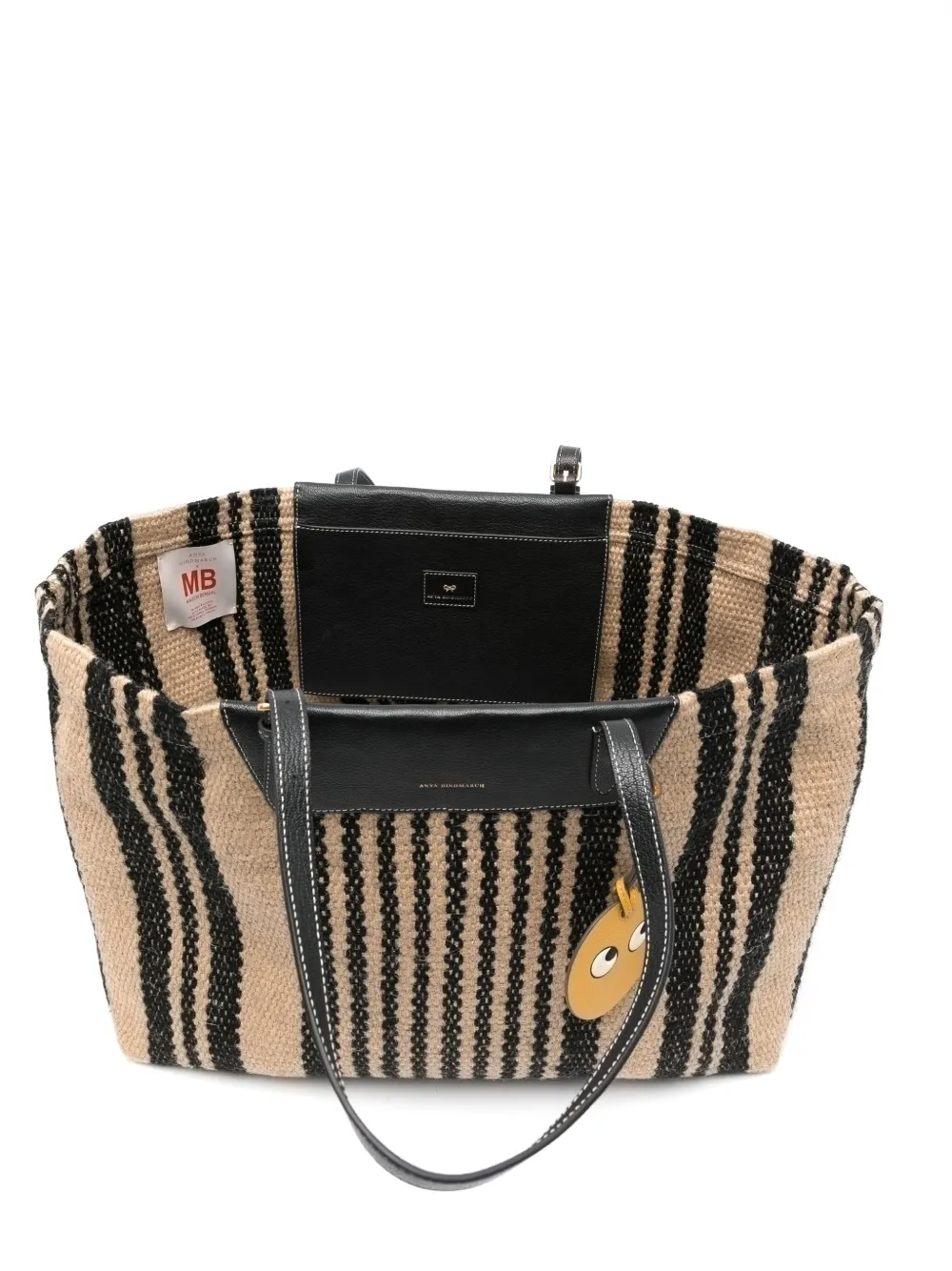 Shop Anya Hindmarch E/w Jute Tote Bag In Black
