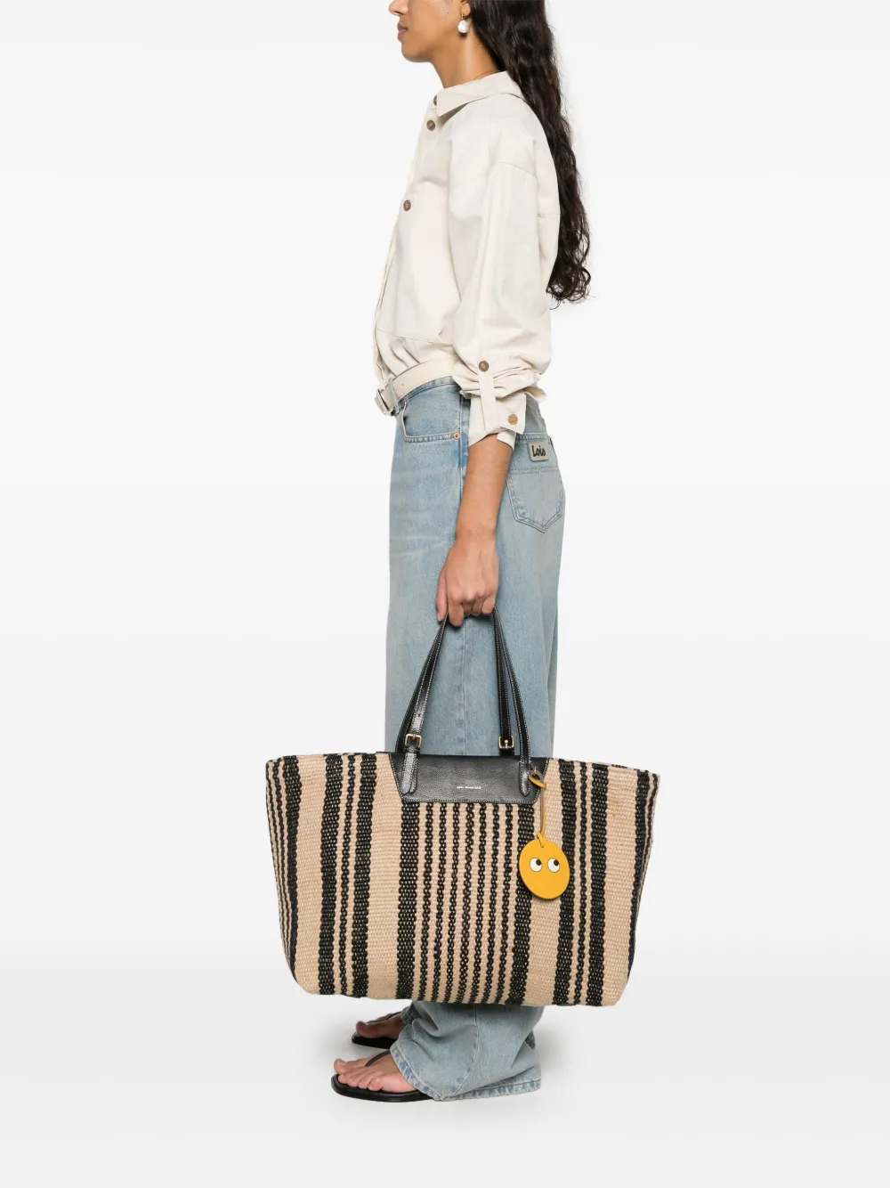 Anya Hindmarch E/W jute shopper - Zwart