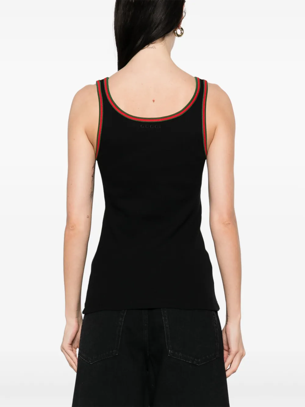 Gucci Geribbelde tanktop met Web afwerking Zwart