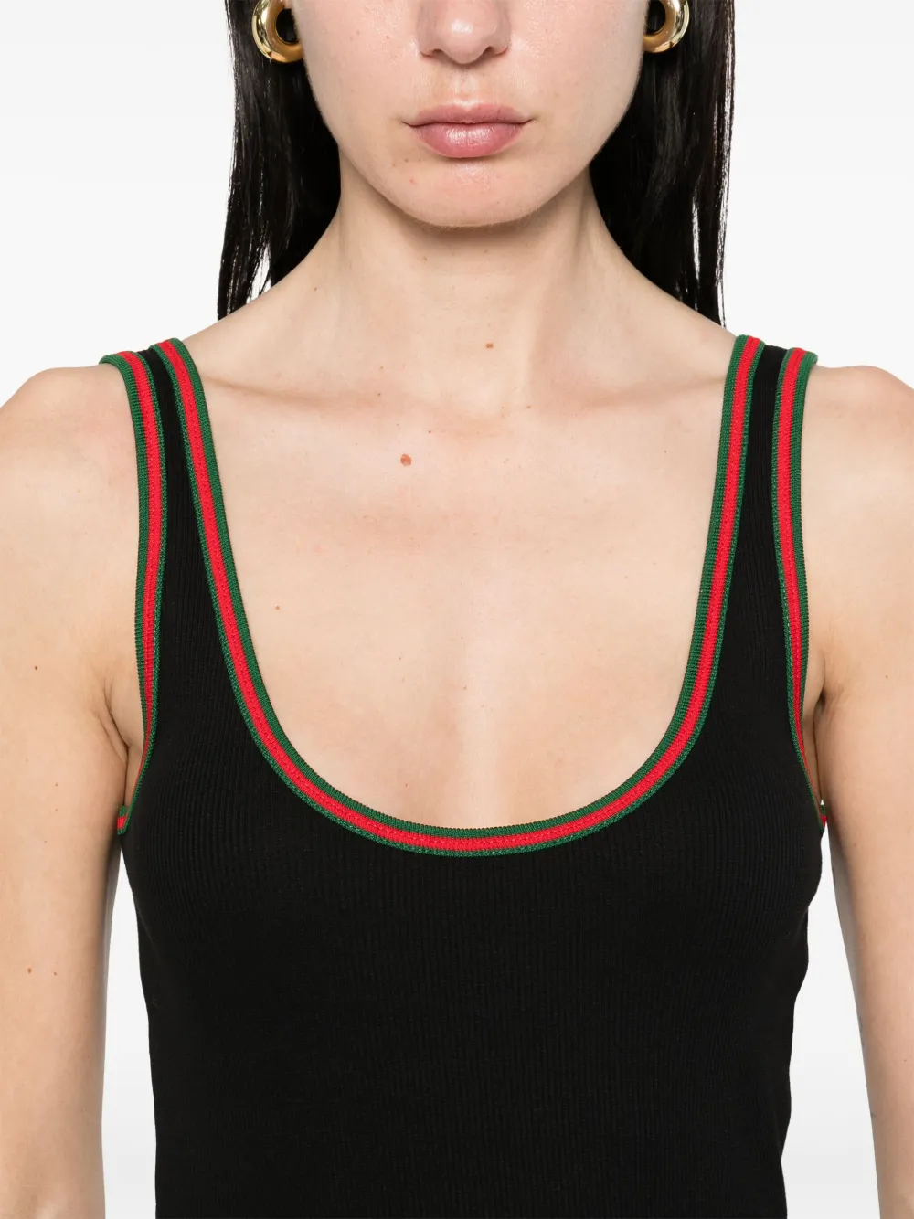Gucci Geribbelde tanktop met Web afwerking Zwart