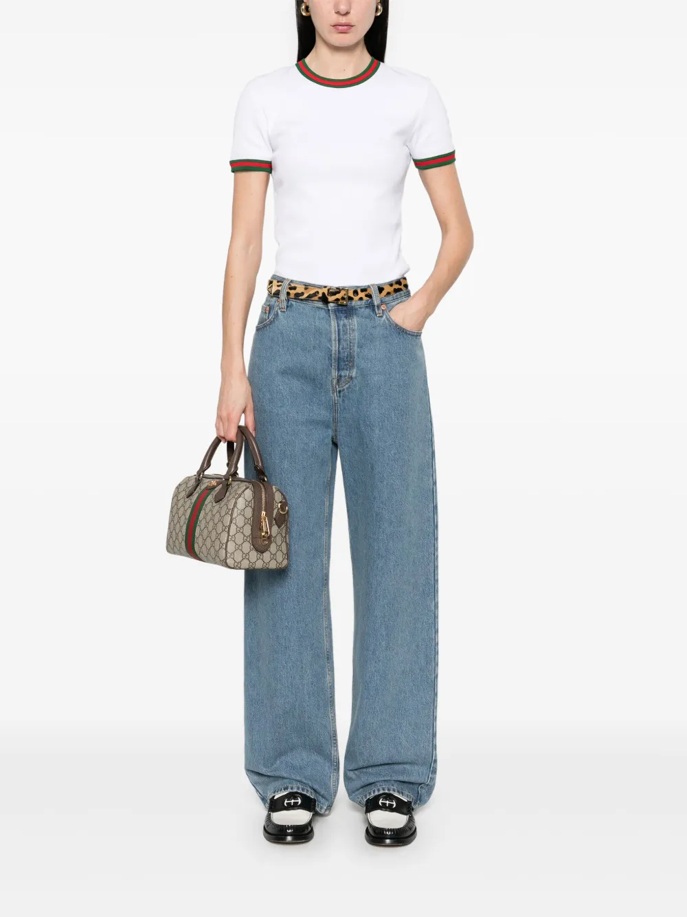 Gucci Geribbeld T-shirt met Wen-afwerking Wit