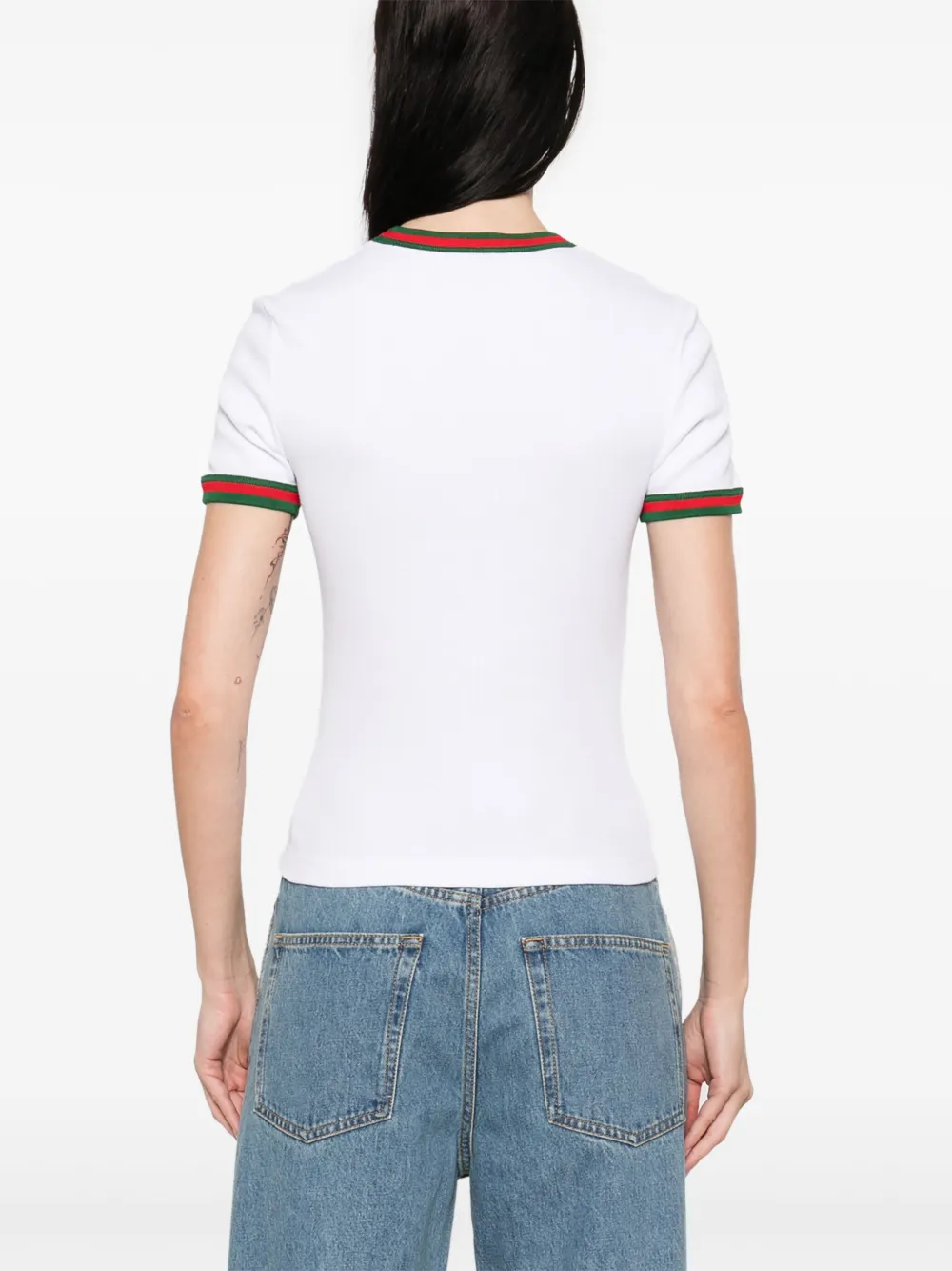 Gucci Geribbeld T-shirt met Wen-afwerking Wit