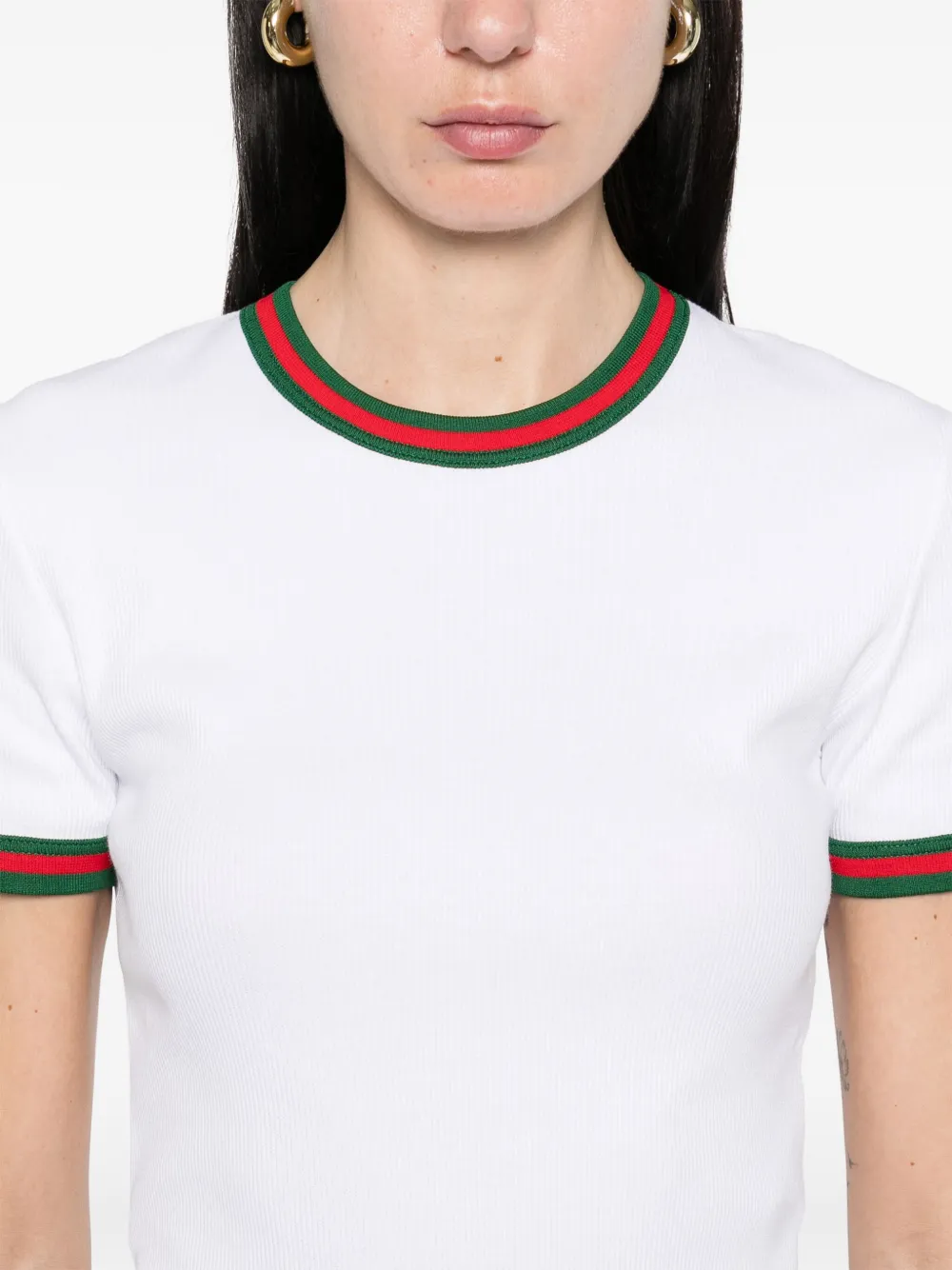 Gucci Geribbeld T-shirt met Wen-afwerking Wit