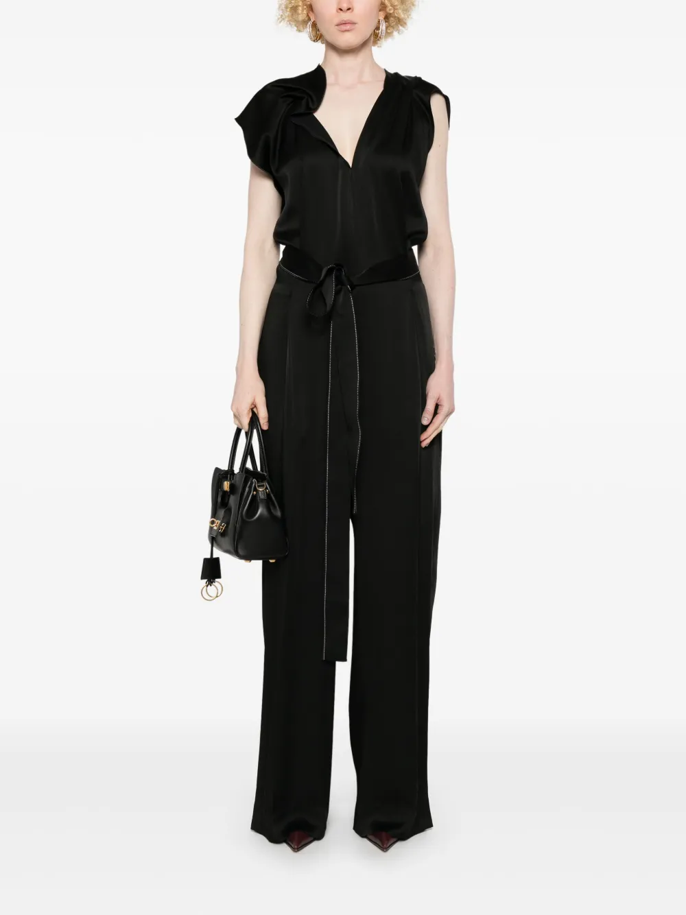 Victoria Beckham Gedrapeerd jumpsuit - Zwart