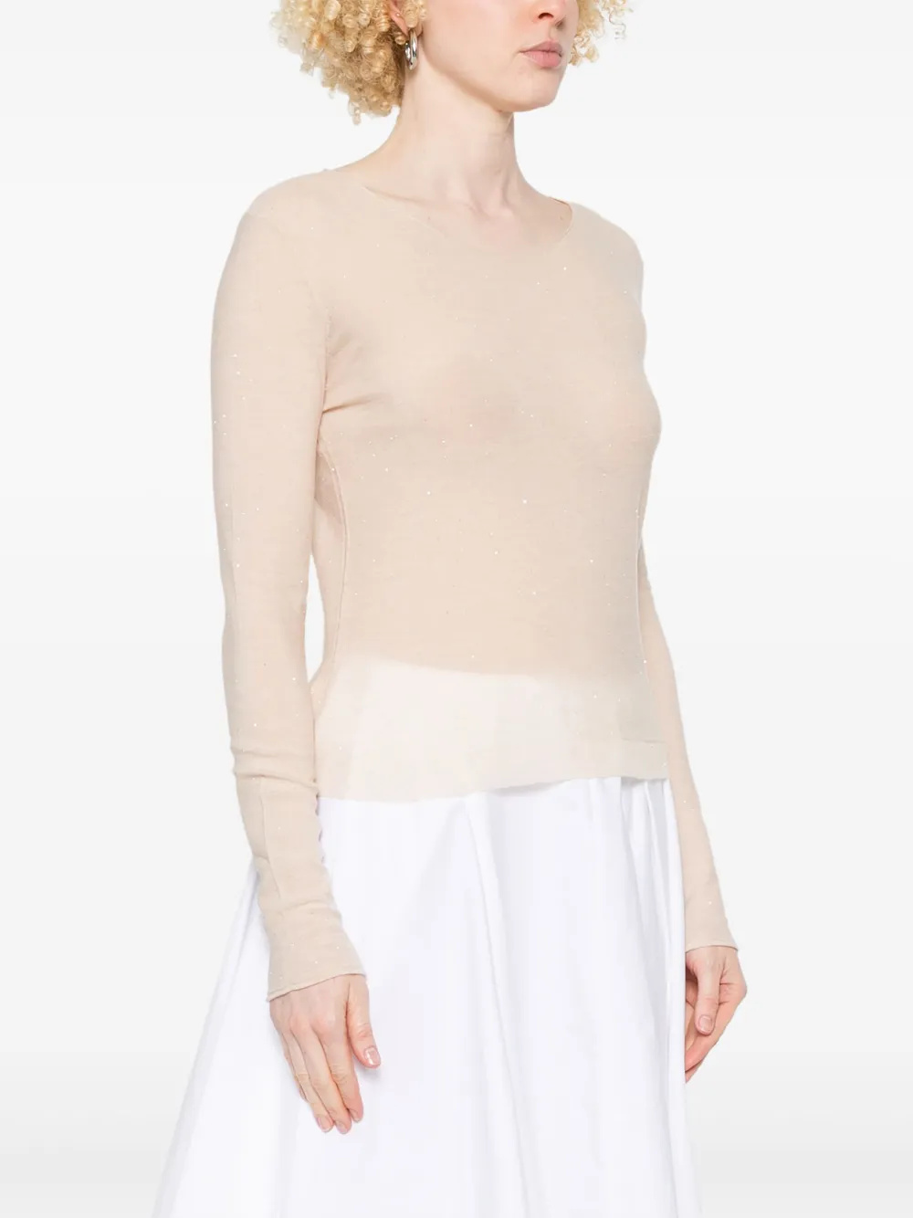 Roberto Collina Top met pailletten Beige