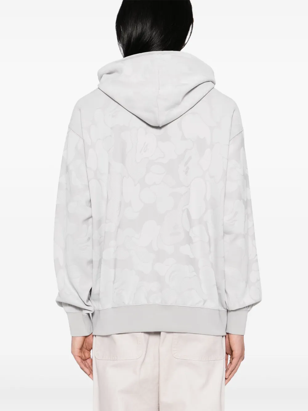 Shop A Bathing Ape Camouflage-jacquard Zipped Hoodie In Grey