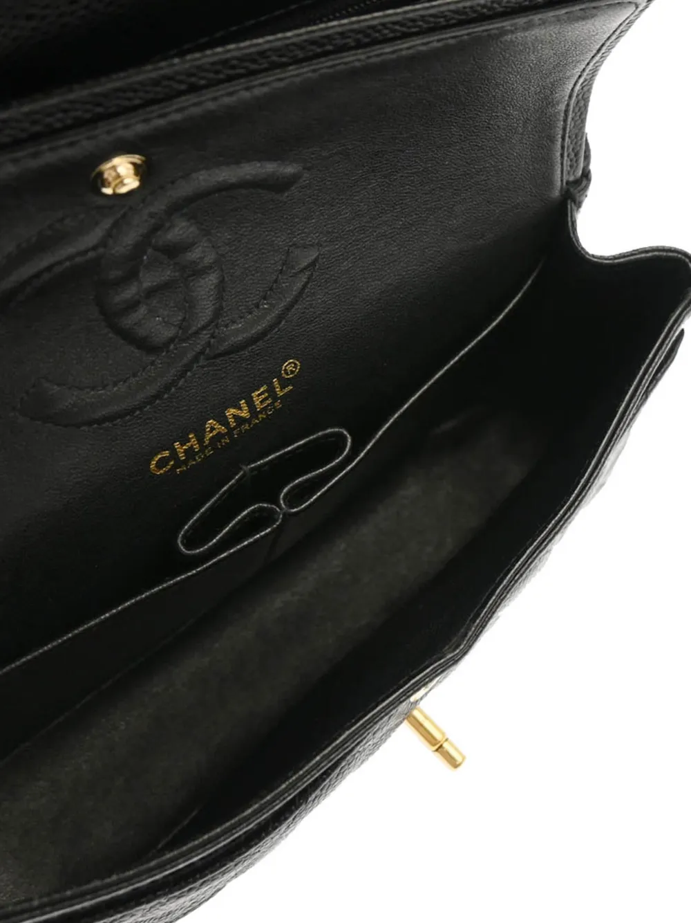 Pre-owned Chanel 2002 Small Classic Double Flap Shoulder Bag In Black