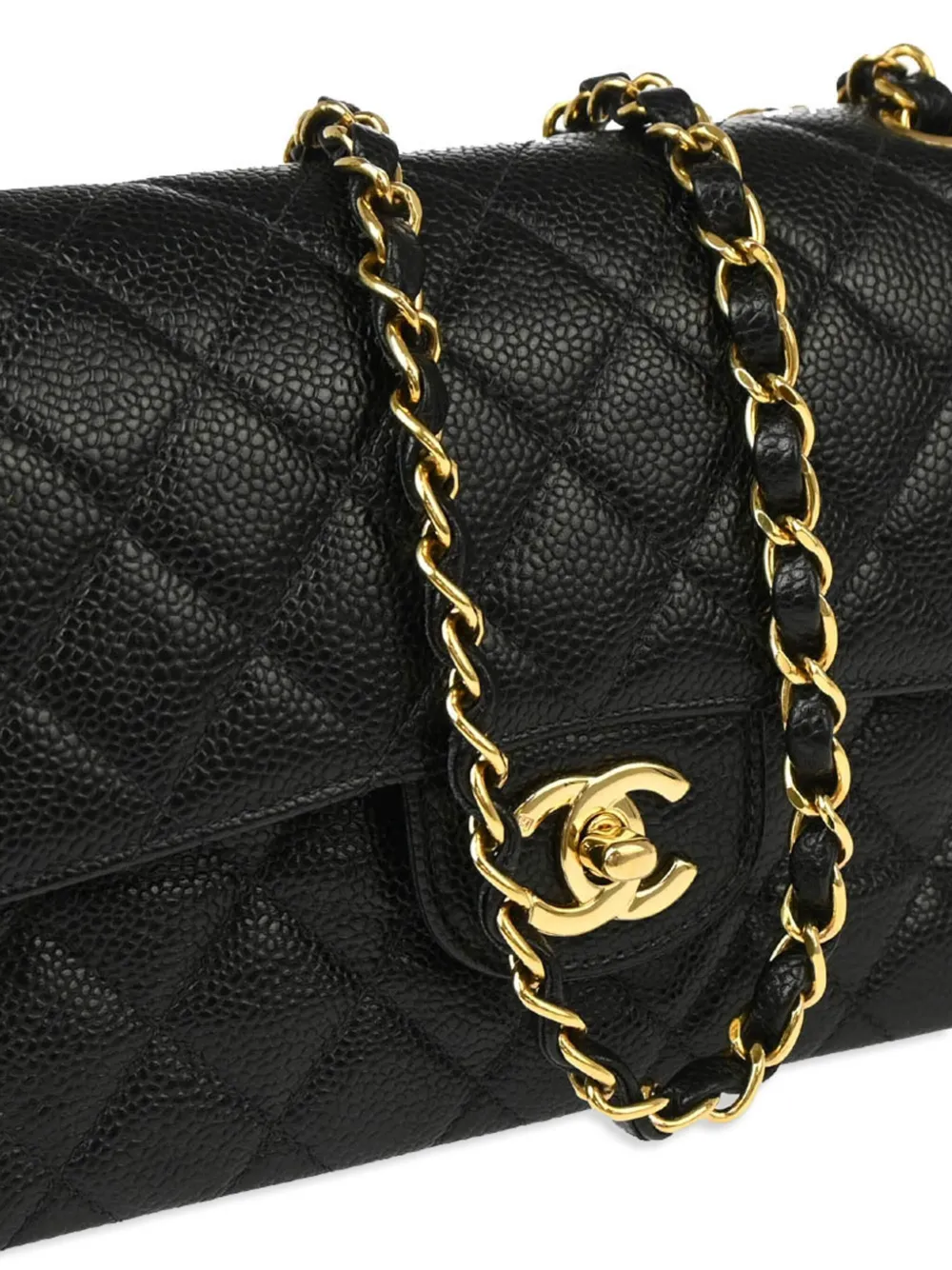 Pre-owned Chanel 2002 Small Classic Double Flap Shoulder Bag In Black