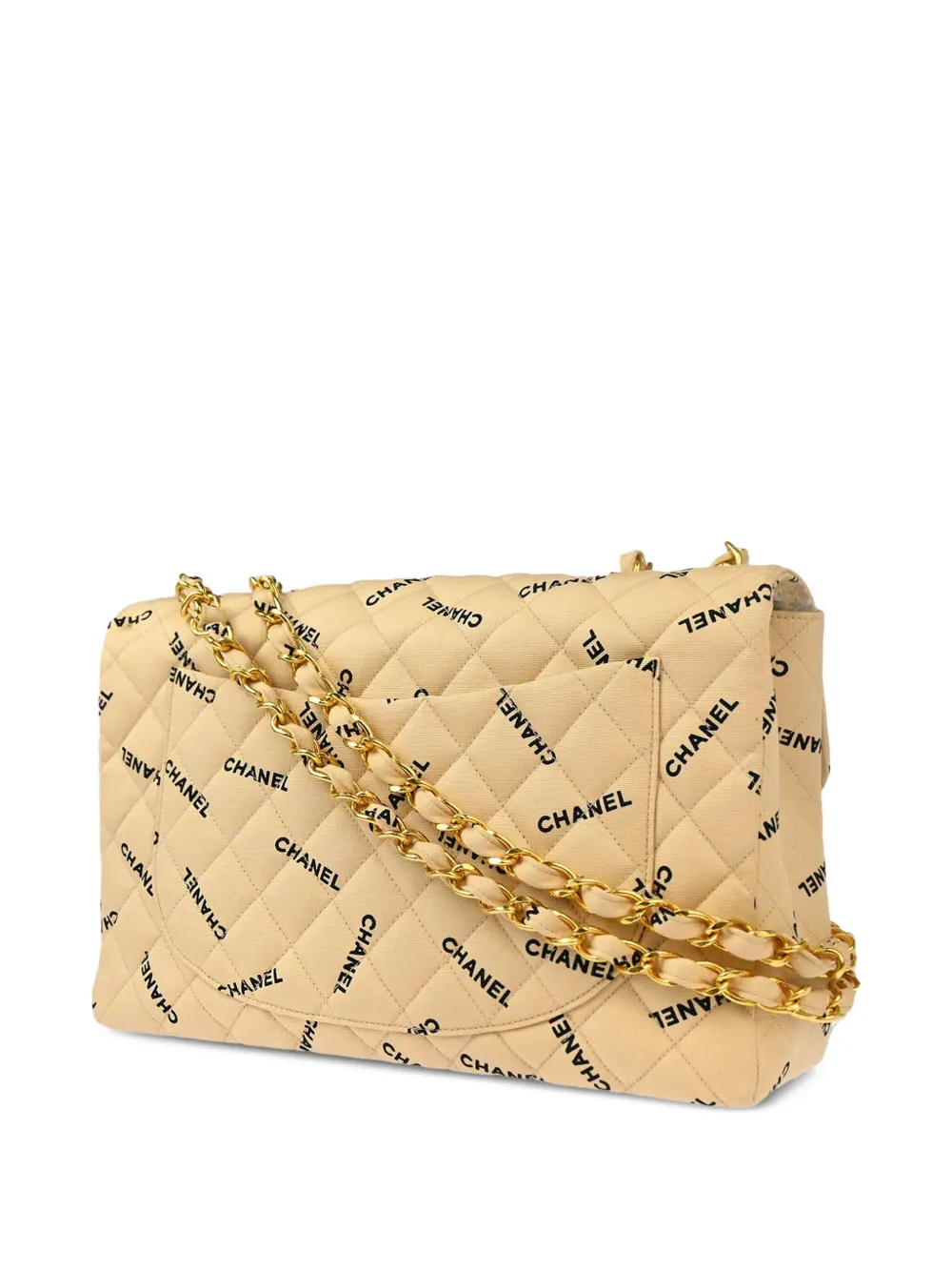 Pre-owned Chanel 1995 Maxi Classic Flap Shoulder Bag In Neutrals