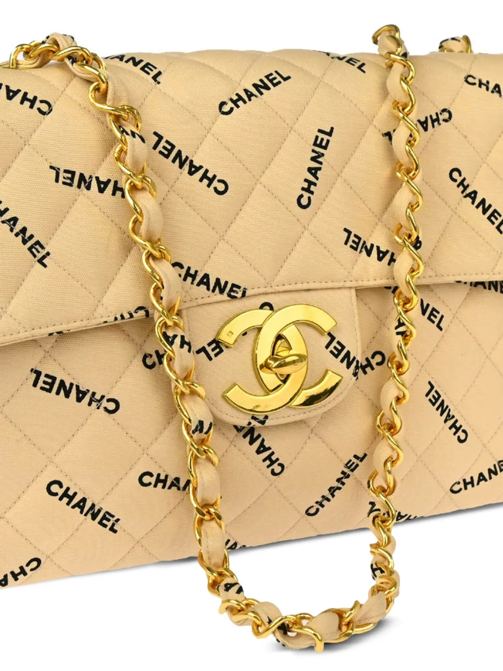 Pre-owned Chanel 1995 Maxi Classic Flap Shoulder Bag In Neutrals