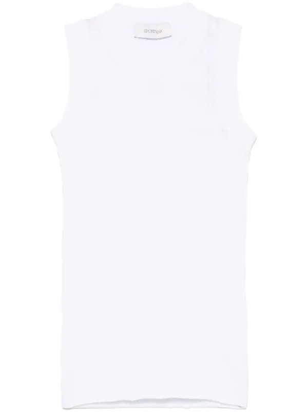【送料&関税込】SportMax White Cotton Tank Top Stretch viscose tank top, optical white | Sportmax
