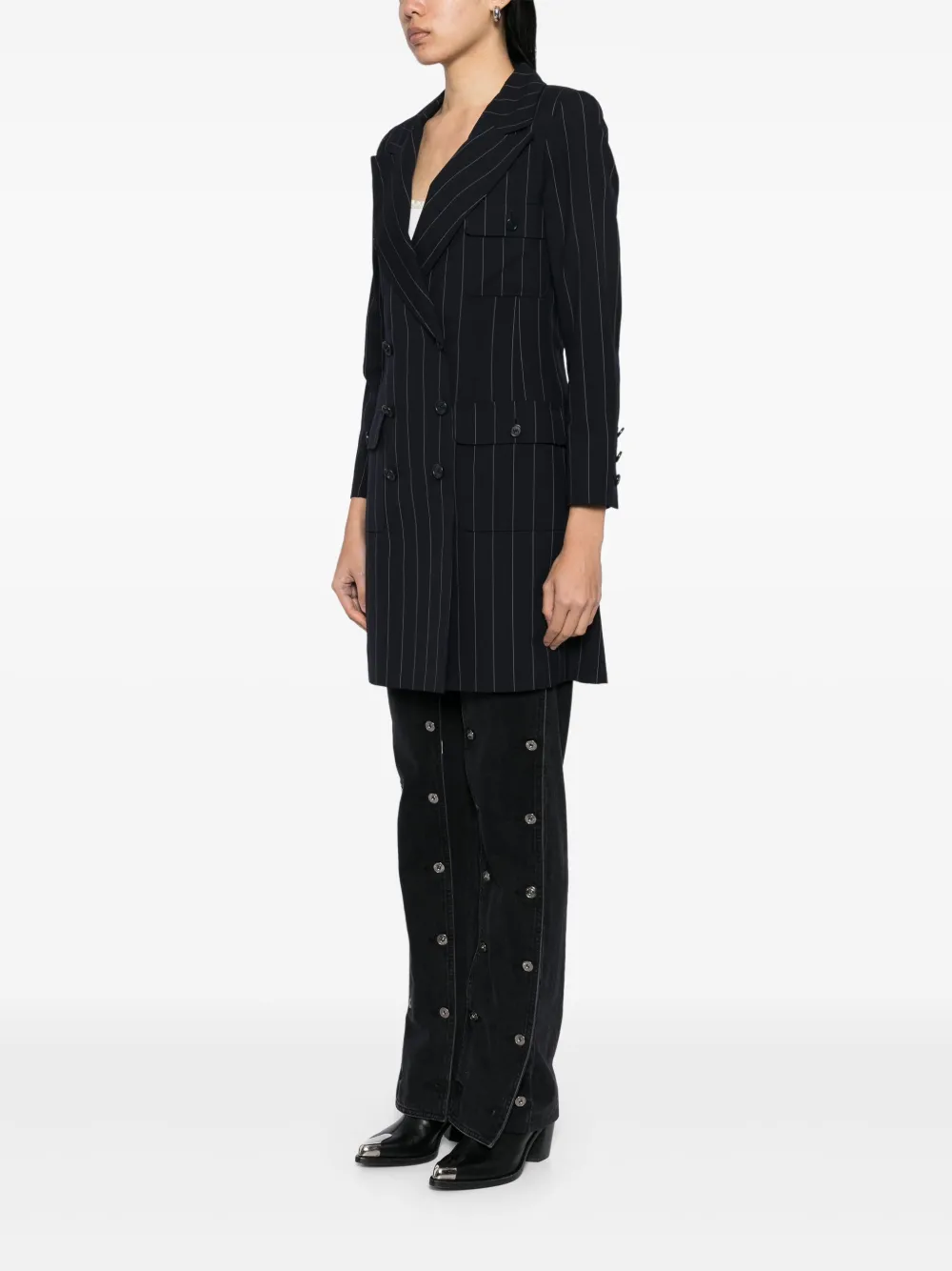 Pre-owned Chanel 1997 Double-breasted Coat In Black