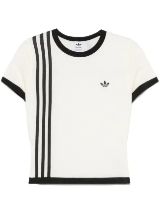 Adidas Knitted 3-stripes T-shirt | White | FARFETCH