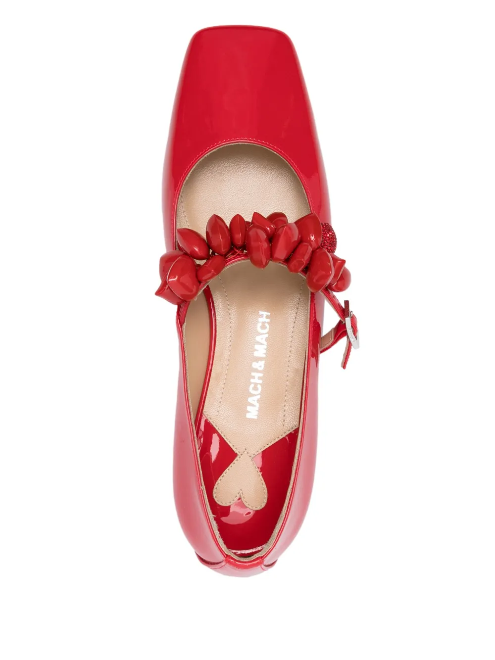 MACH & MACH Puffy Heart ballet flats Red