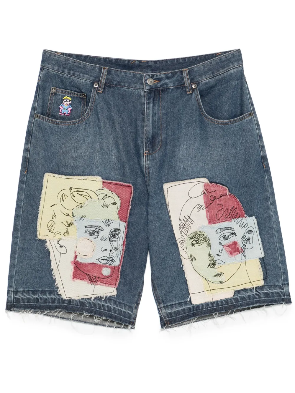 KidSuper パッチディテール ショートパンツ - ブルー KidSuper パッチディテール ショートパンツ - ブルー