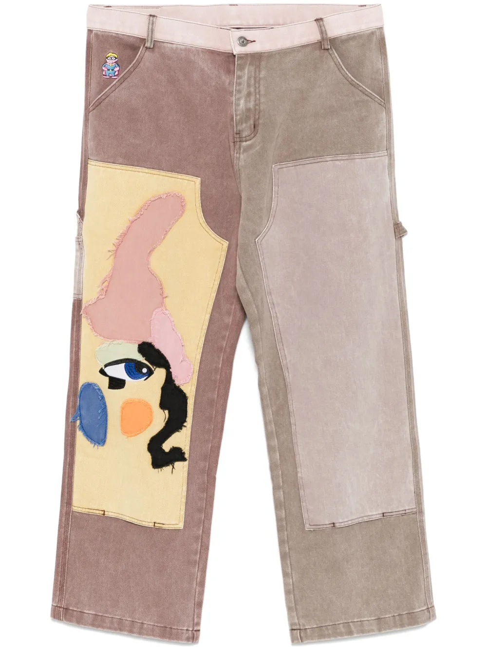 patchwork-face jeans