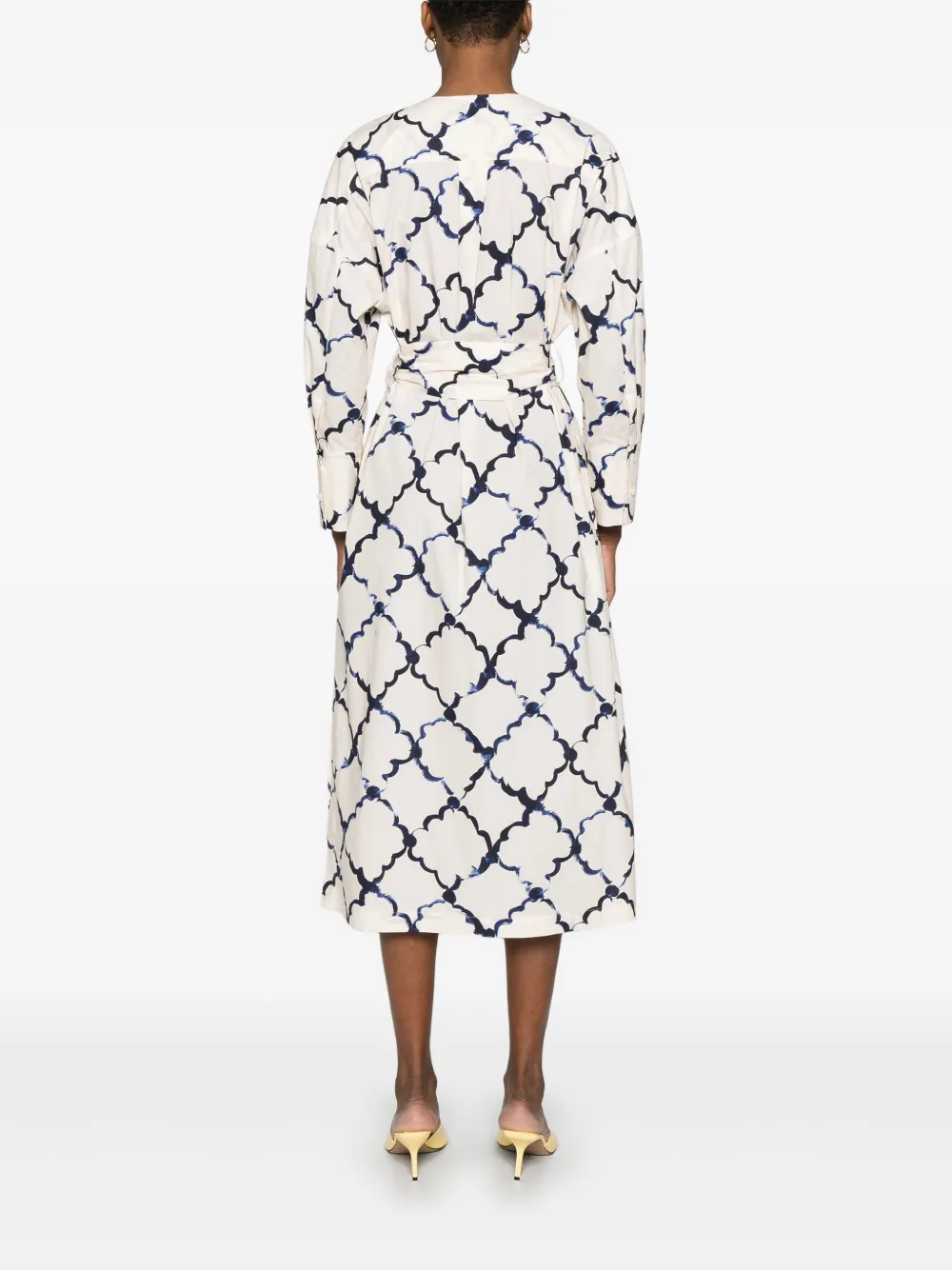 Odeeh Midi-jurk met grafische print Beige