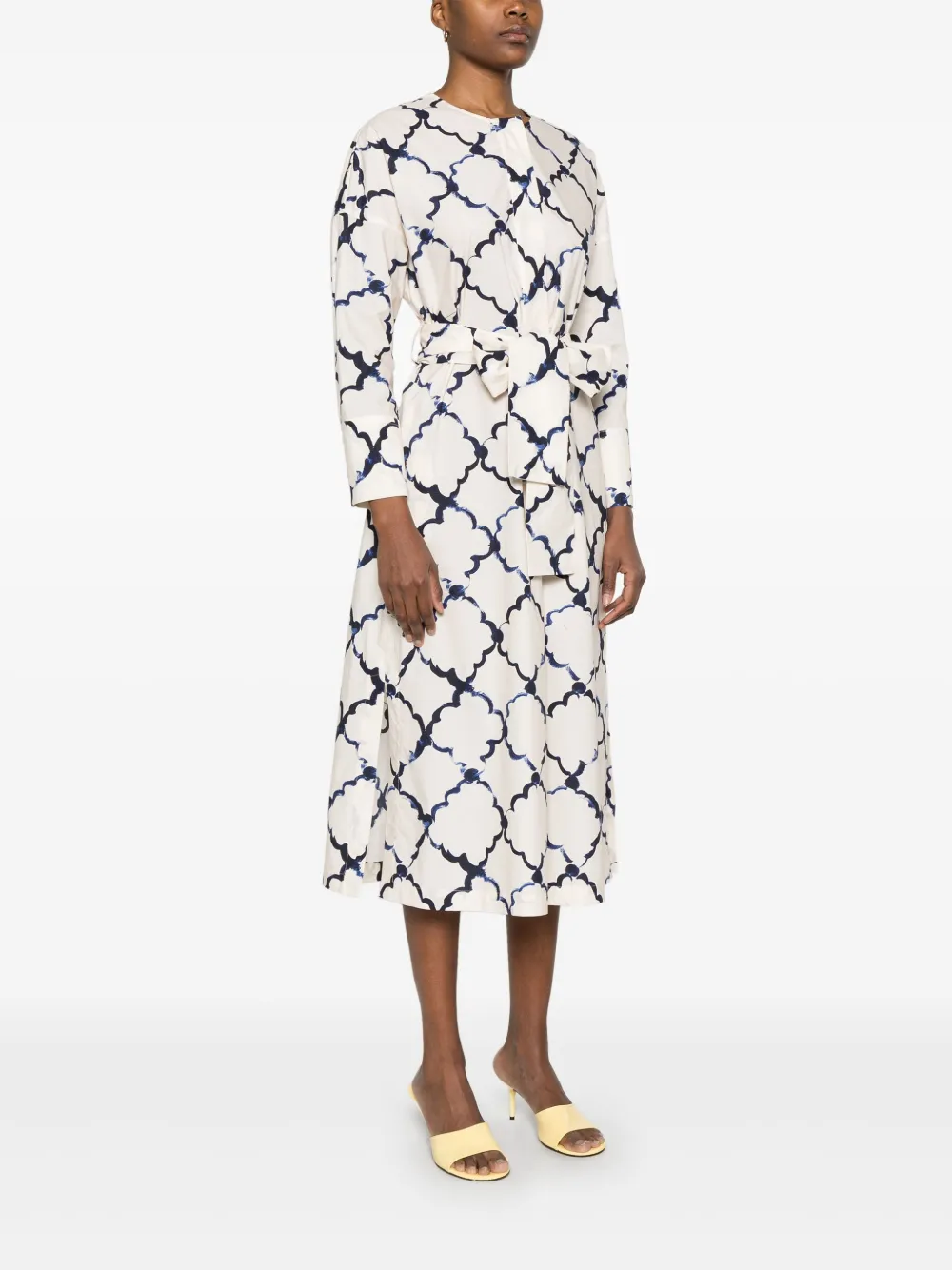 Odeeh Midi-jurk met grafische print Beige