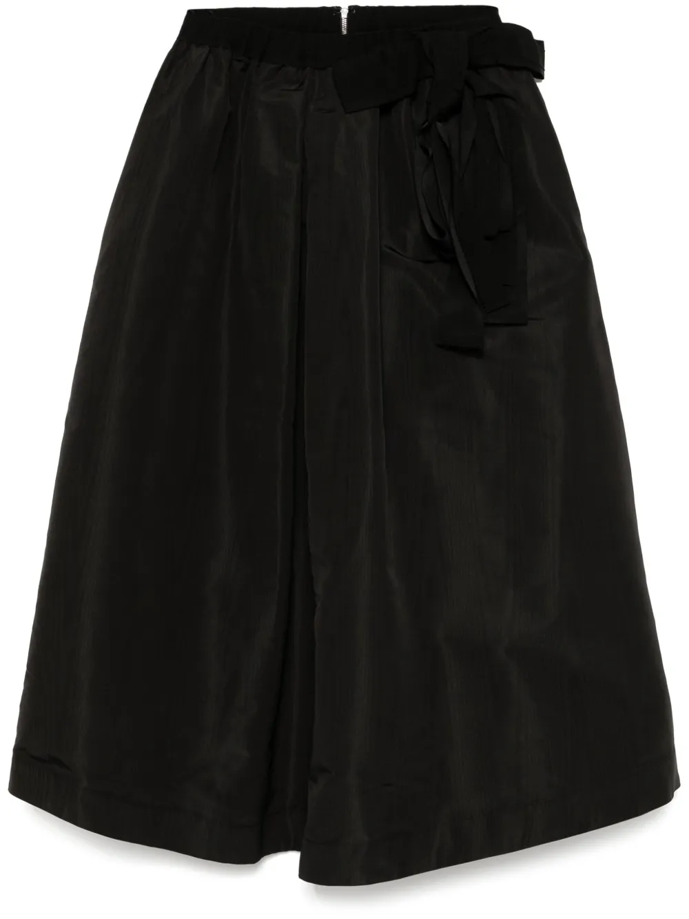 bow-detail silk midi skirt