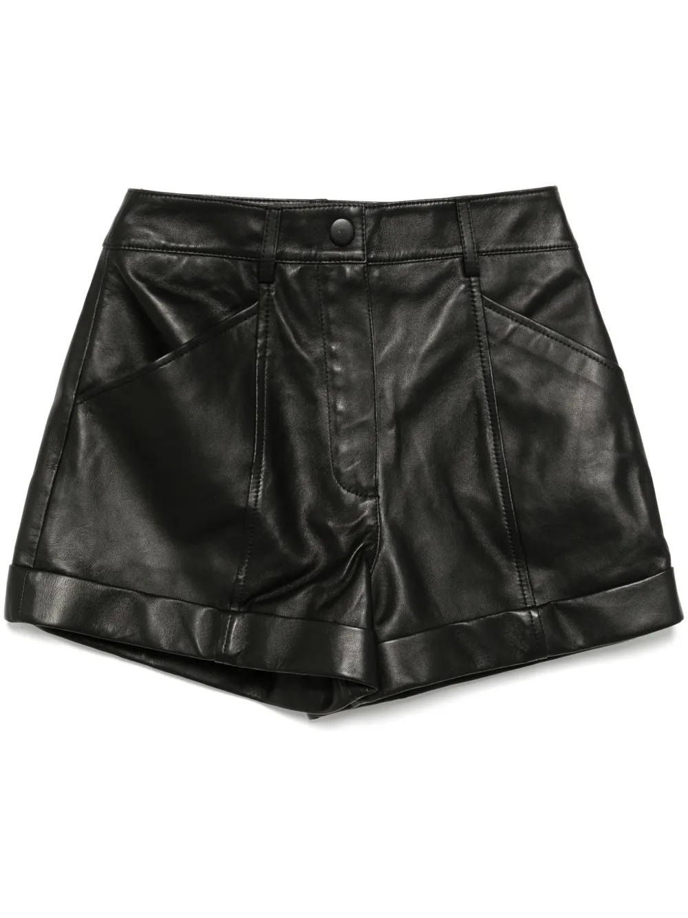 Shop Yves Salomon Leather Shorts In Black