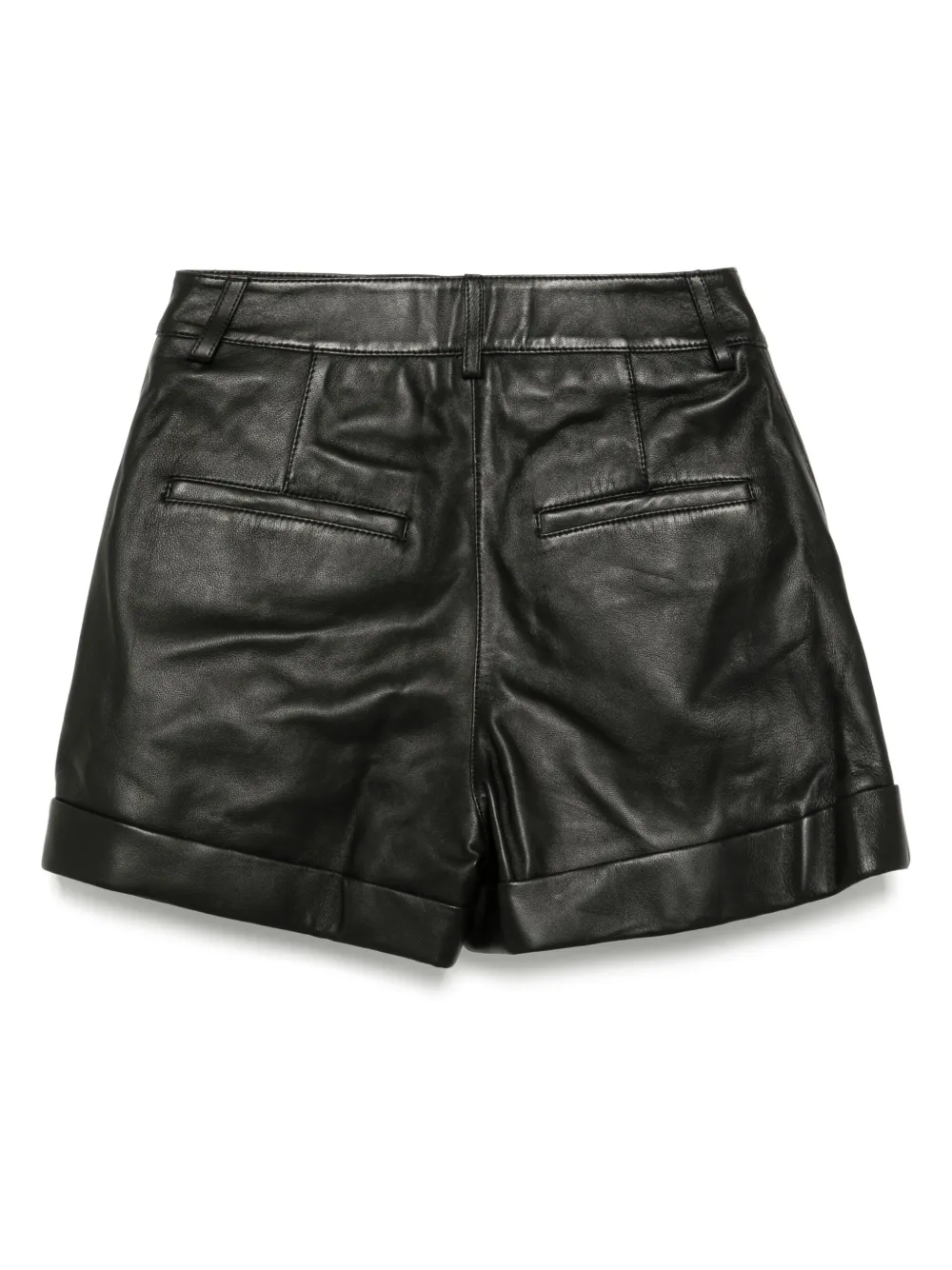 Shop Yves Salomon Leather Shorts In Black