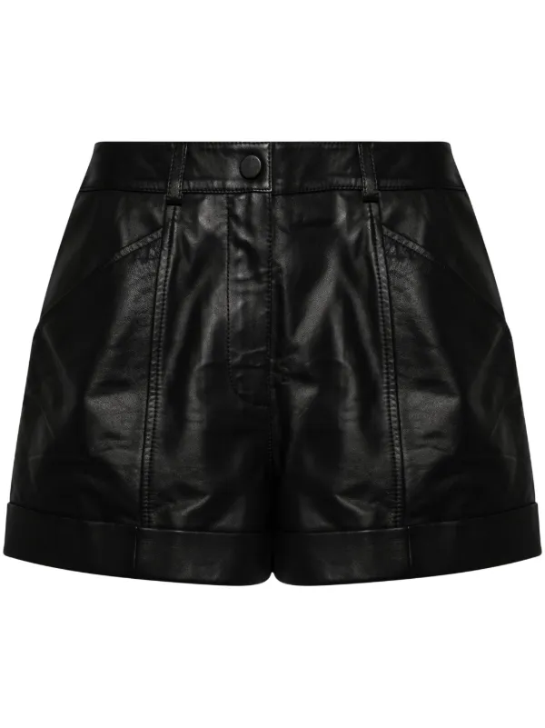 Yves Salomon Leather Shorts in Black