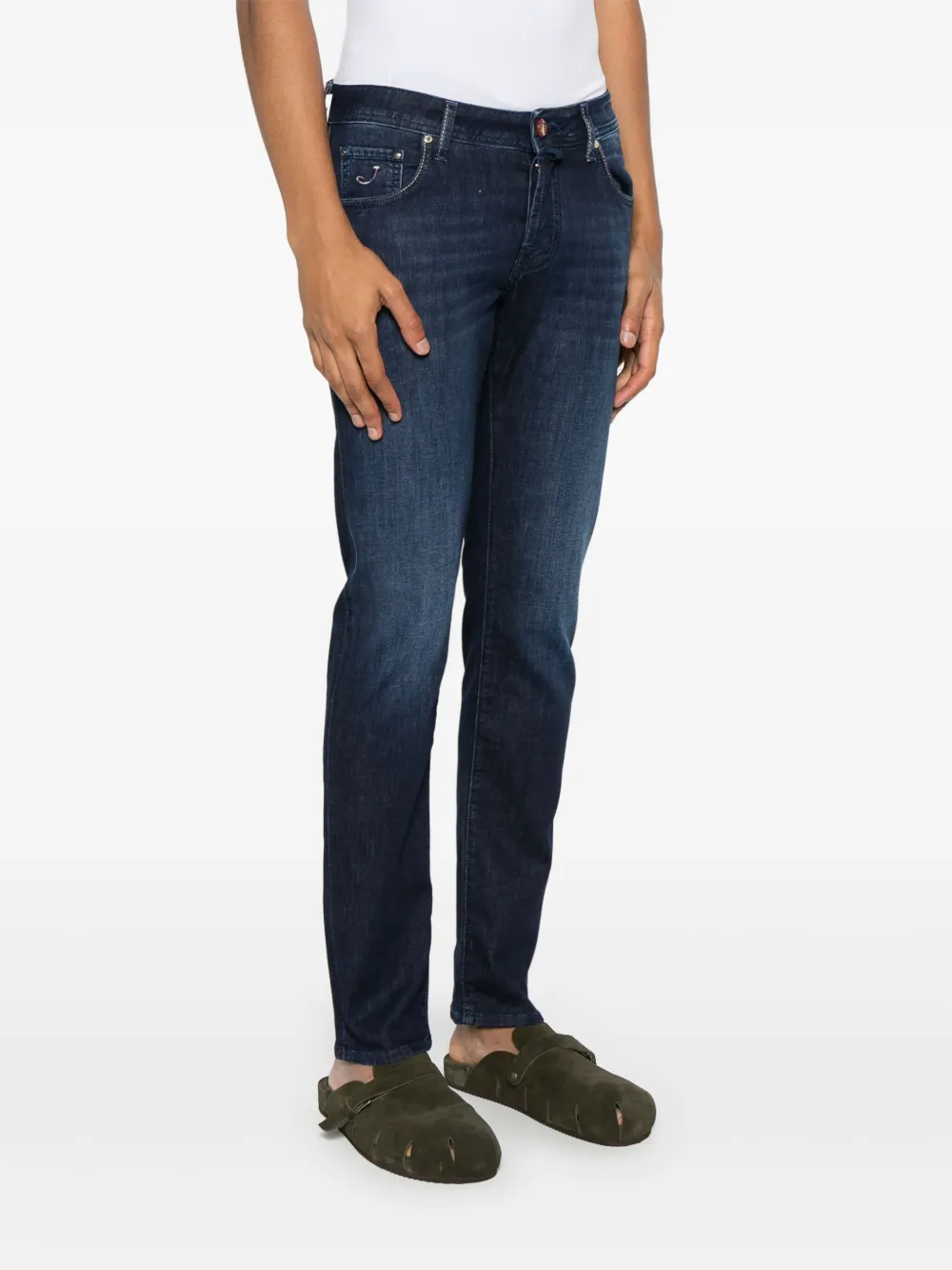 Shop Jacob Cohen Logo-patch Jeans In 蓝色