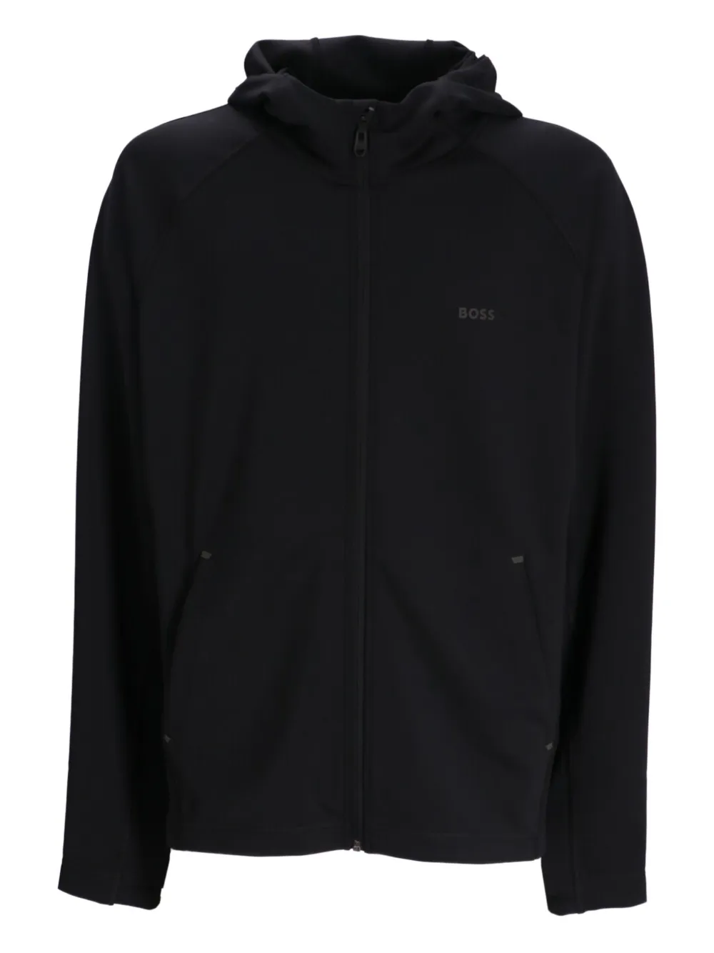 BOSS Hoodie met rits Zwart