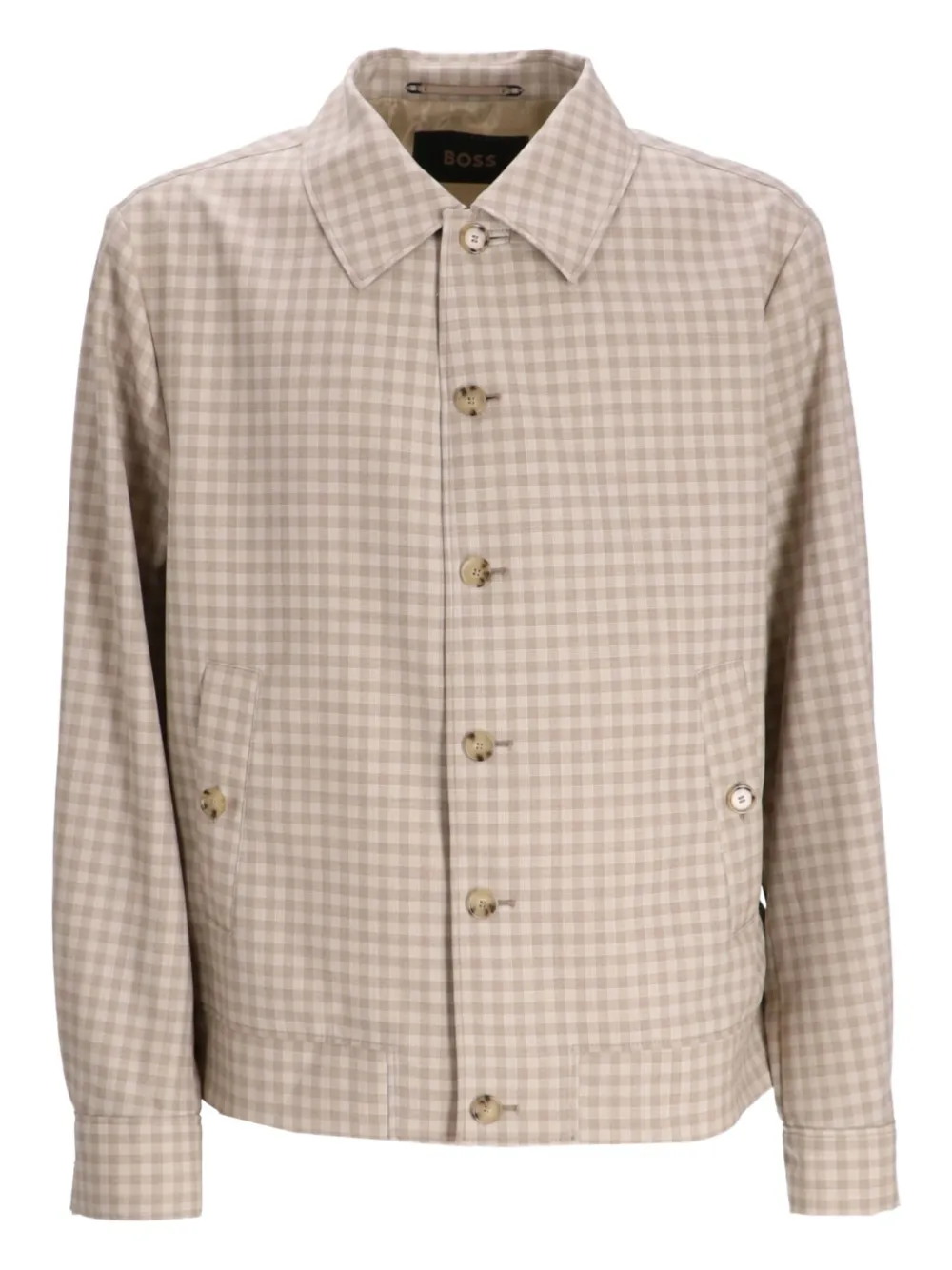 BOSS Heston gingham button-up overshirt | Neutrals | Image 1