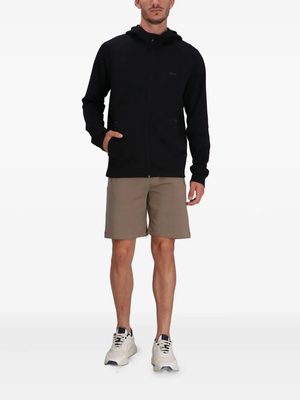 BOSS Shorts met elastische taille Bruin