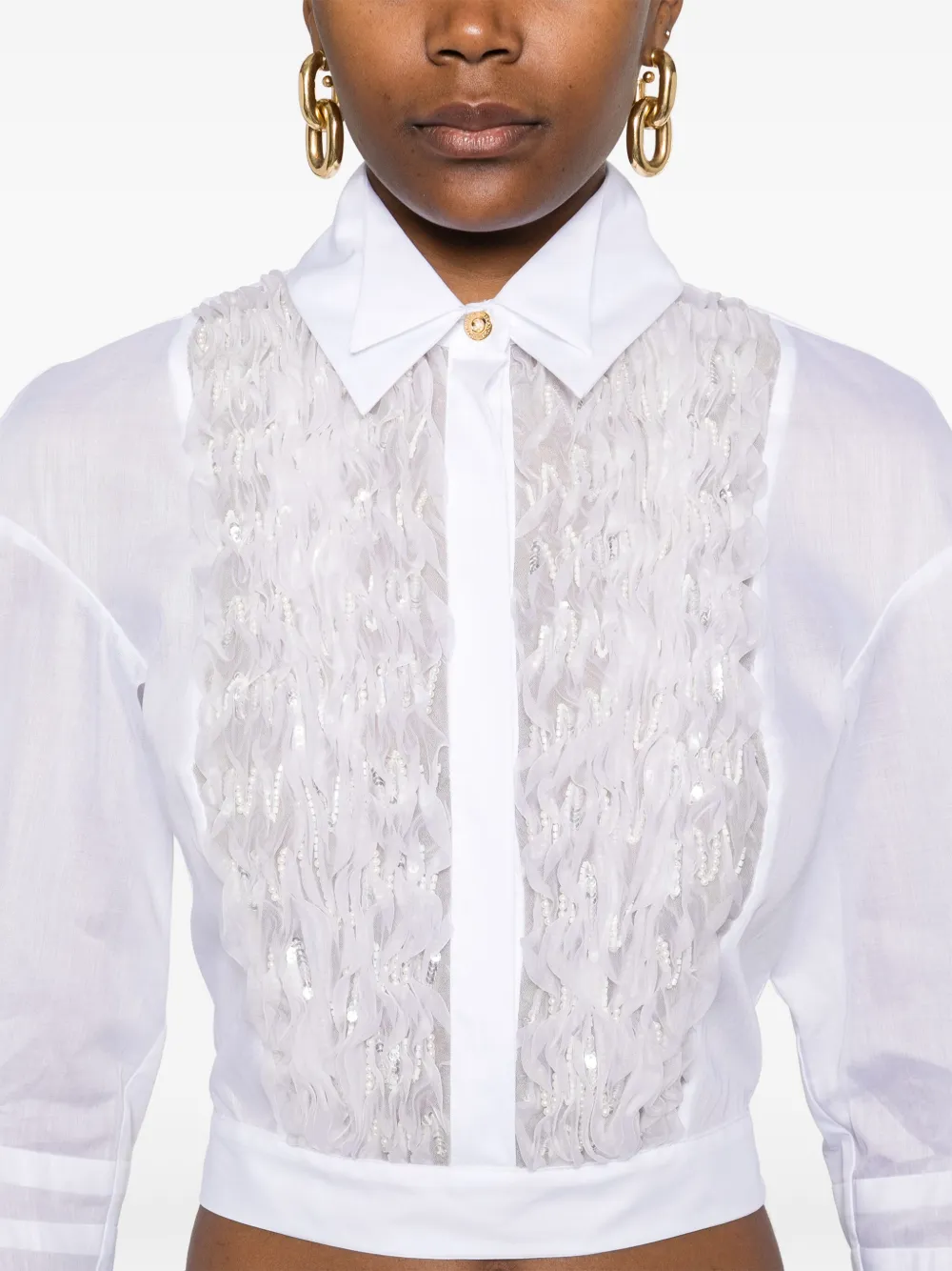 Elisabetta Franchi Shirt met ruches Wit