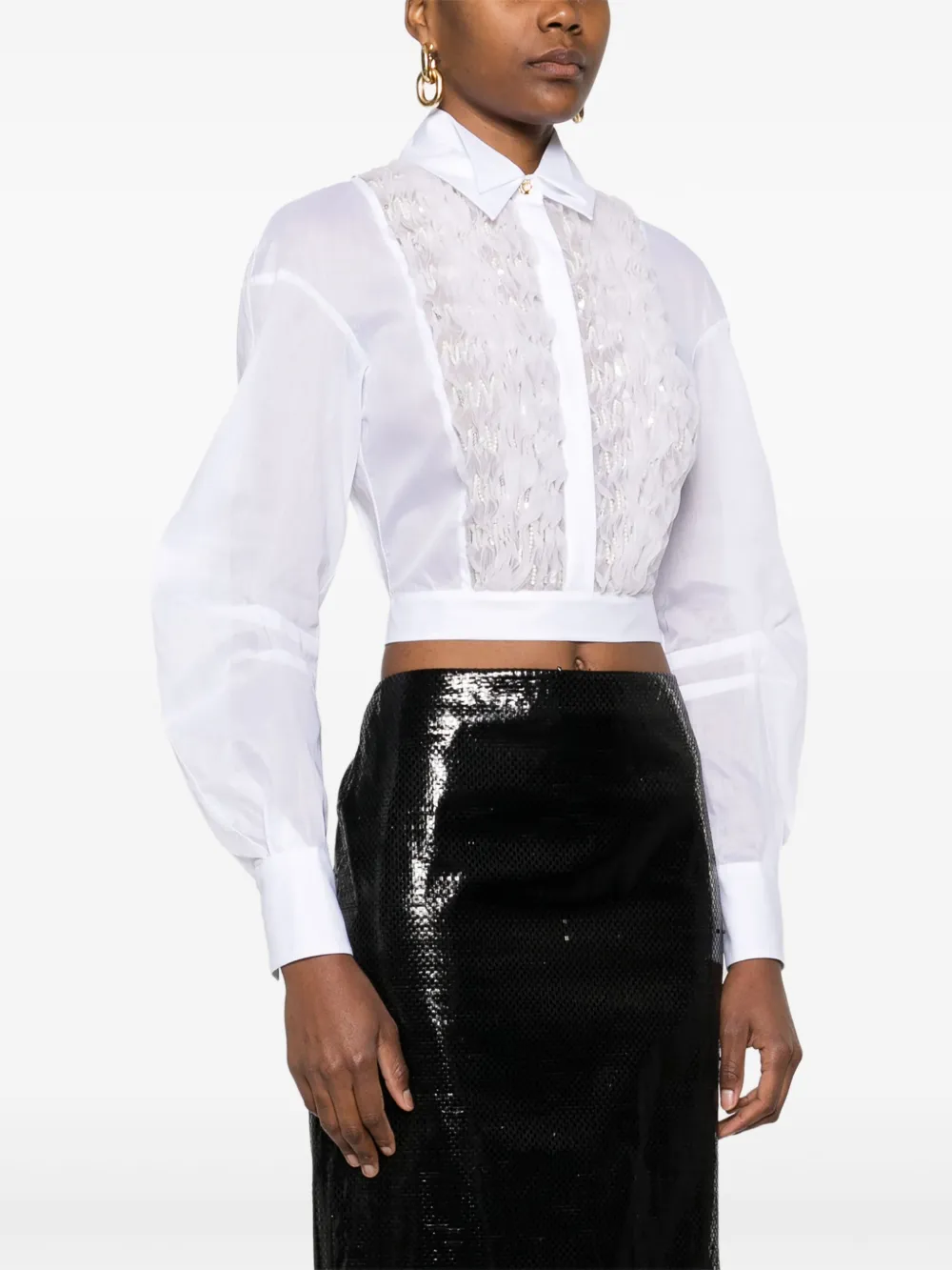 Elisabetta Franchi Shirt met ruches Wit