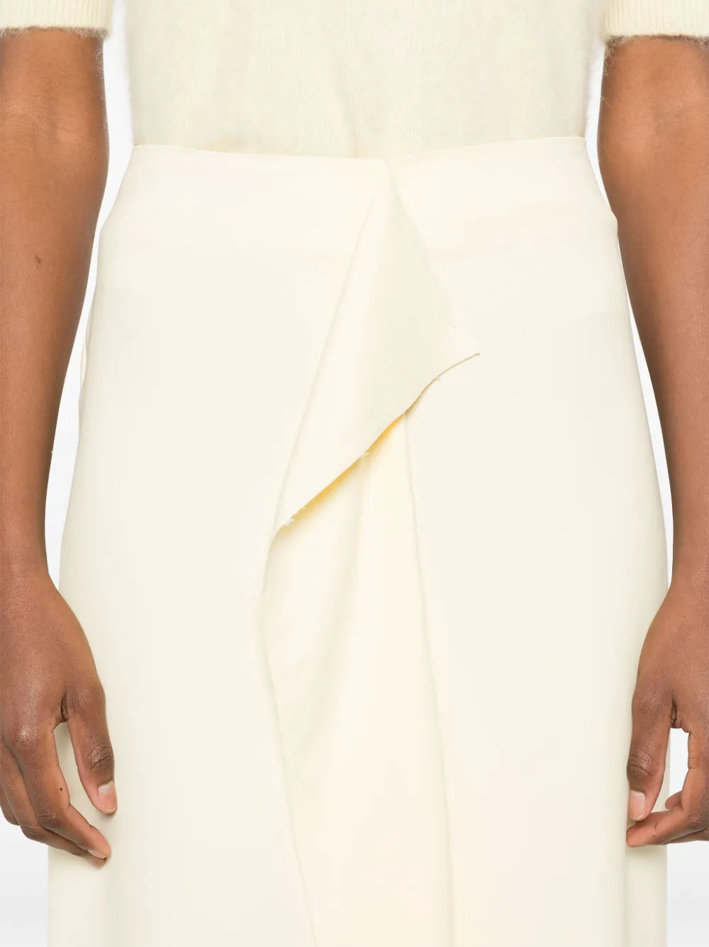 Shop Plan C Draped-detail Midi Dress In Yellow