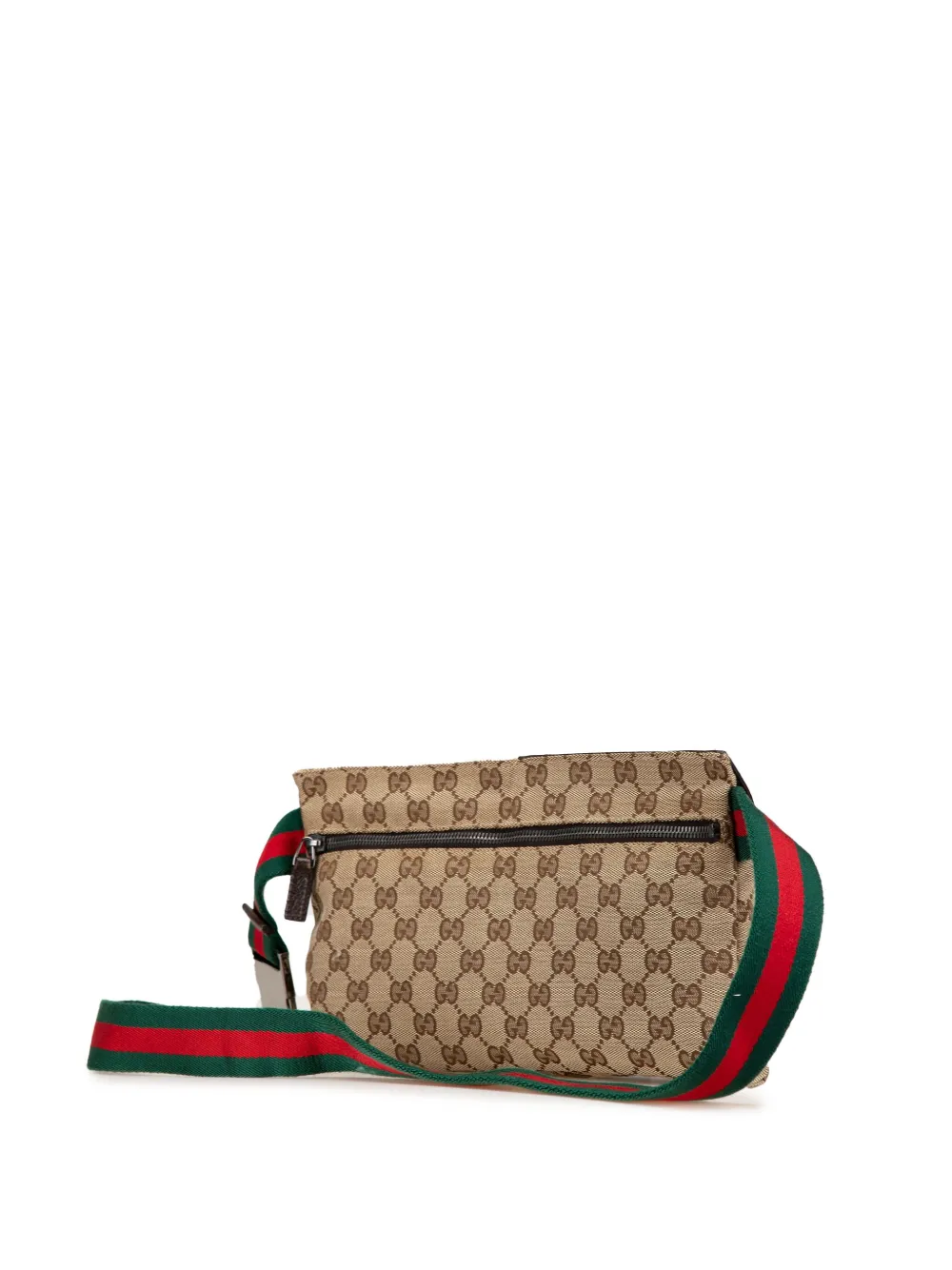 Gucci Pre-Owned 2000-2015 GG Canvas Web Double Pocket belt bag - Bruin