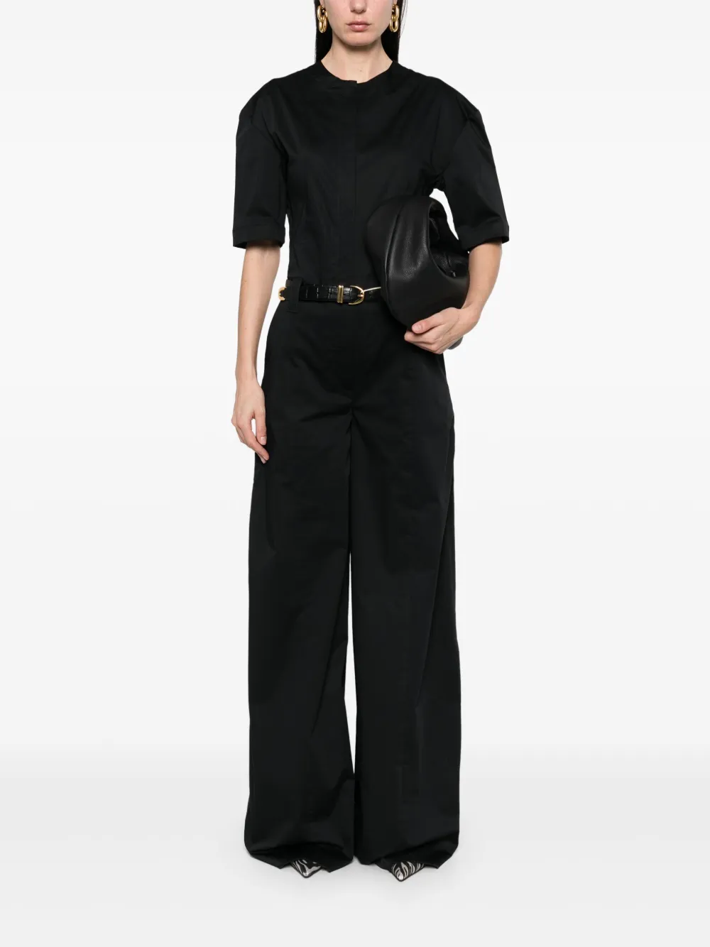 THELATEST Jumpsuit met wijde pijpen - Zwart