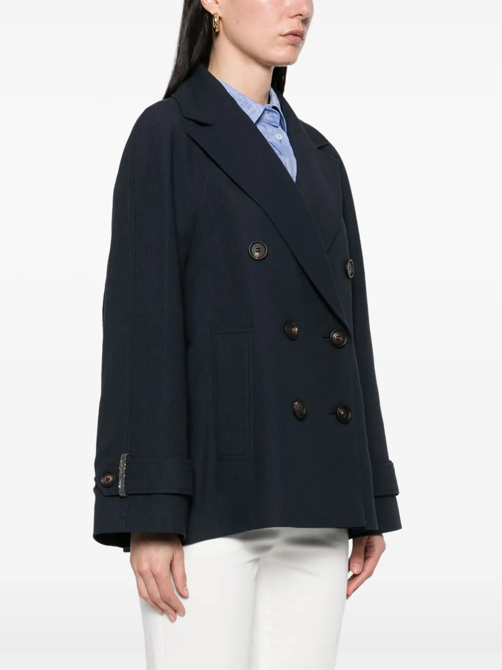 Brunello Cucinelli Jack met dubbele rij knopen Blauw