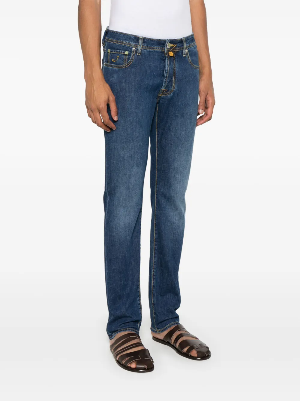 Jacob Cohën Jeans met logopatch Blauw