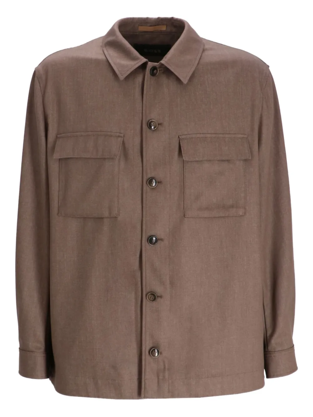 BOSS Corvin utility-style button-up overshirt | Brown | Image 1