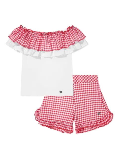 Monnalisa set de shorts con motivo de cuadros gingham