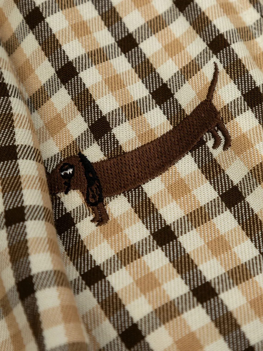 Shop Mini Rodini Check Pattern Trousers In Brown