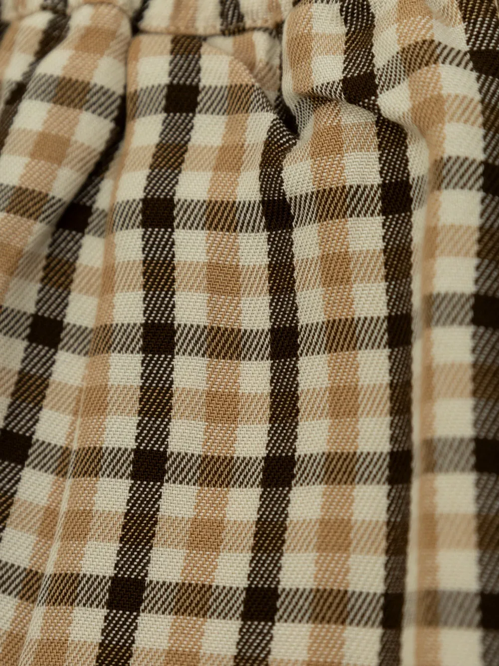 Shop Mini Rodini Check Pattern Trousers In Brown